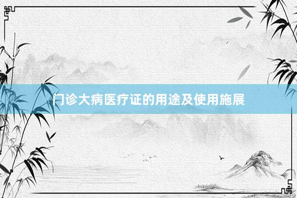 门诊大病医疗证的用途及使用施展